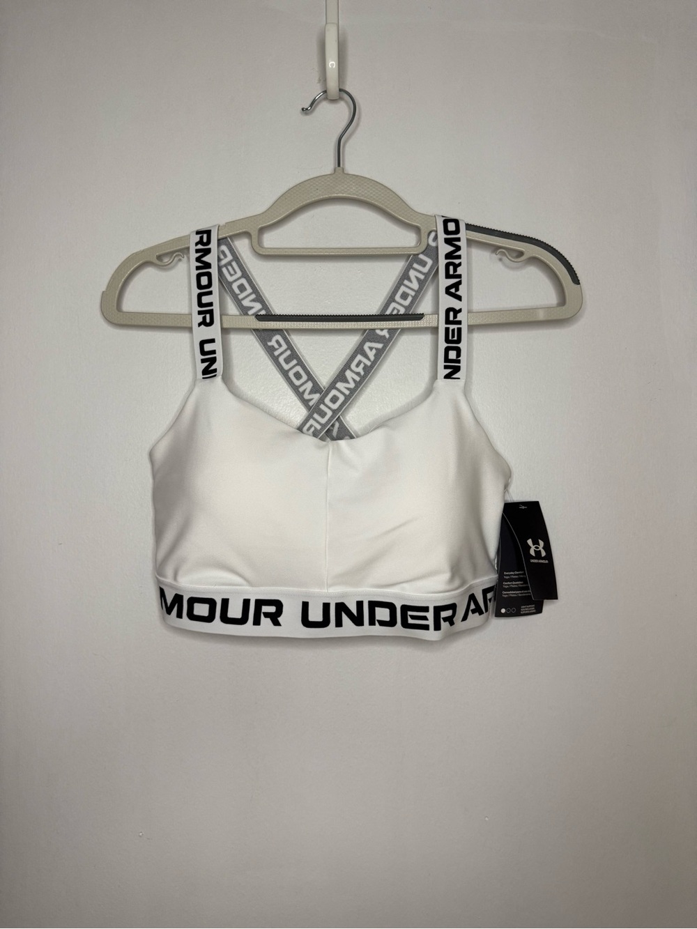 Under Armour White Sports Bra with Black Branded Band